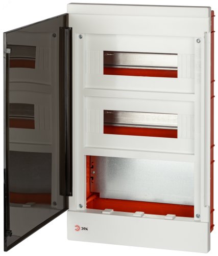 Бокс пластиковый со слаботочным отсеком ЭРА MultiBox bs-24f IP40 350X282x105мм черная дверца картинка 